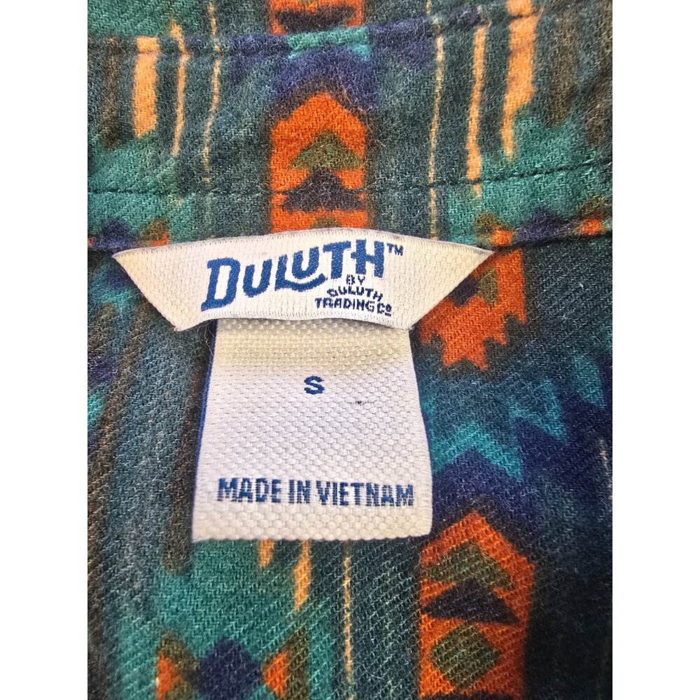 DULUTH TRADING Men’s Small Green Western Aztec Button Up Long Sleeve Shirt EUC - Picture 2 of 14